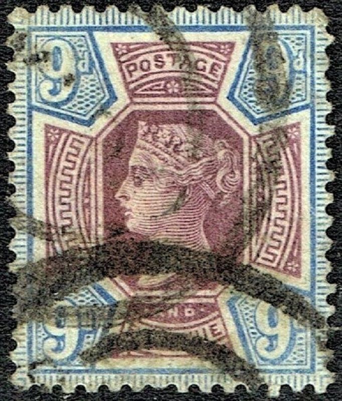 GB QUEEN VICTORIA 1887, 9d DULL PURPLE & BLUE, Mi95, Sg209, Used