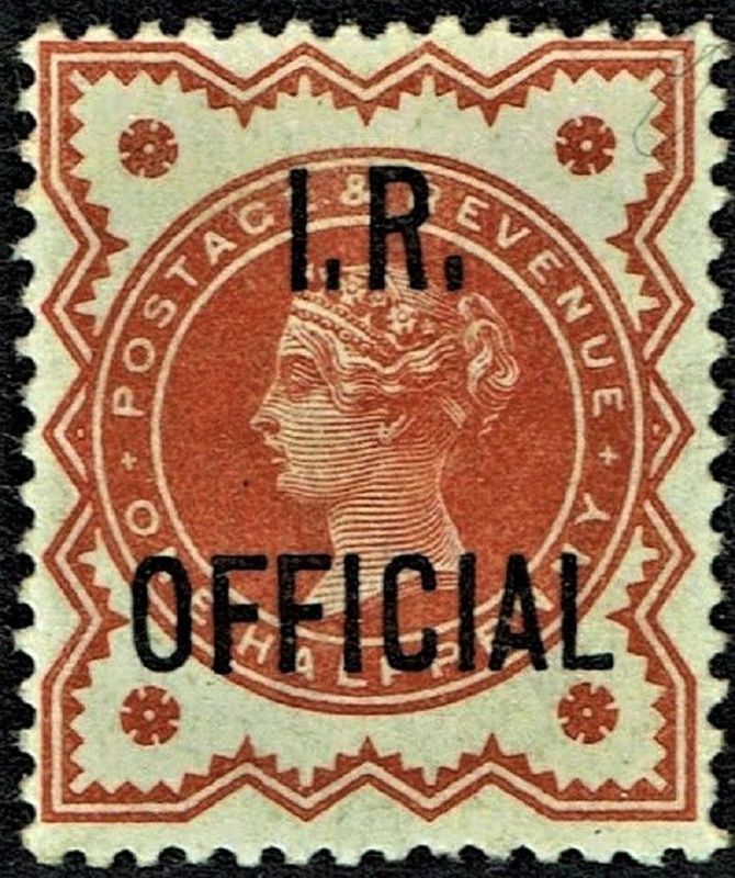 GB QUEEN VICTORIA 1888, ½d VERMILION I.R. OFFICIAL, Mi.D48I, SgO13, Mint