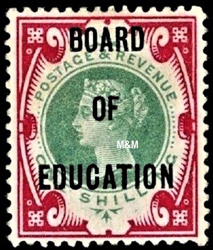 GB QUEEN VICTORIA 1902, 1s GREEN - CARMINE, BOARD OF EDUCATION, Sg.O82, Mi.D16, MNH