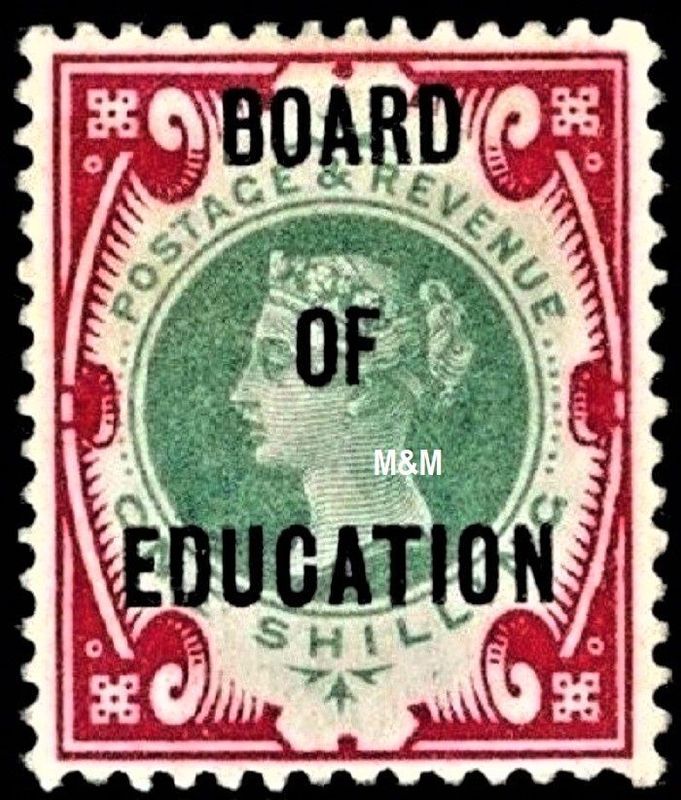 GB QUEEN VICTORIA 1902, 1s GREEN - CARMINE, BOARD OF EDUCATION, Sg.O82, Mi.D16, MNH