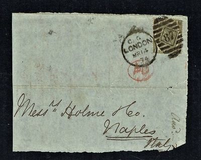 GB QUEEN VICTORIA COVER - From LONDON to NAPLES #1 GB QUEEN VICTORIA COVER - From LONDON to NAPLES #1