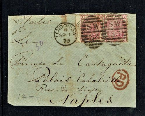 GB QUEEN VICTORIA COVER - From LONDON to NAPLES #7