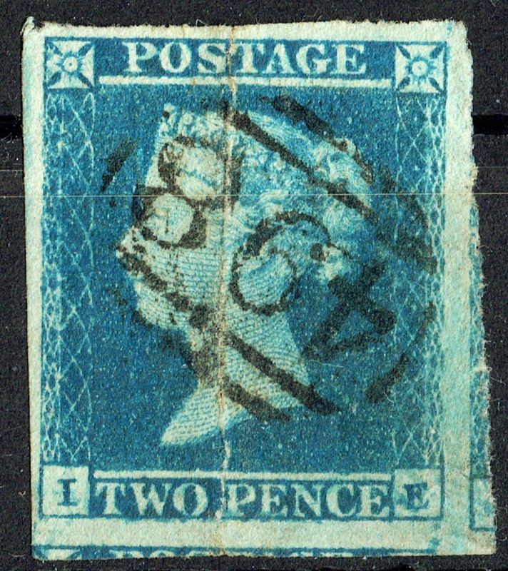 GB QUEEN VICTORIA 1840, 2d BLUE, SG 4, Mi.2, 4 MARGIN, I-E, Used