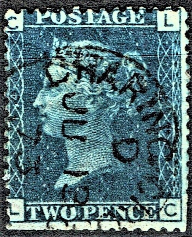 GB QUEEN VICTORIA 1858, 2d DEEP BLUE, Sg.47, Pl.14, CL-LC, Used