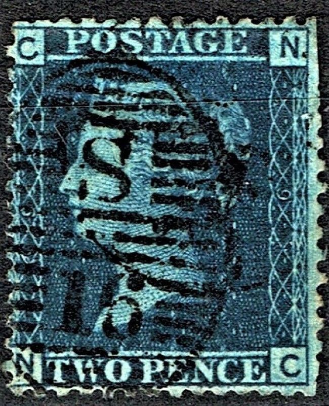 GB QUEEN VICTORIA 1858, 2d DEEP BLUE, Sg.47, Pl.9, CN-NC, Used