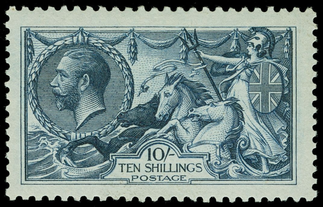 GB KING GEORGE V 1913, SEAHORSE 10s INDIGO BLUE, Sg.402,  MNH