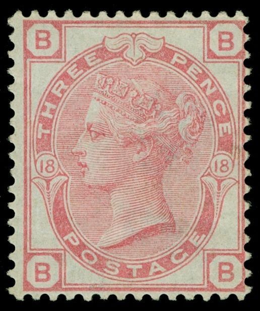 GB QUEEN VICTORIA, 3d ROSE Pl.18, Sg.144, B-B/B-B, MNH