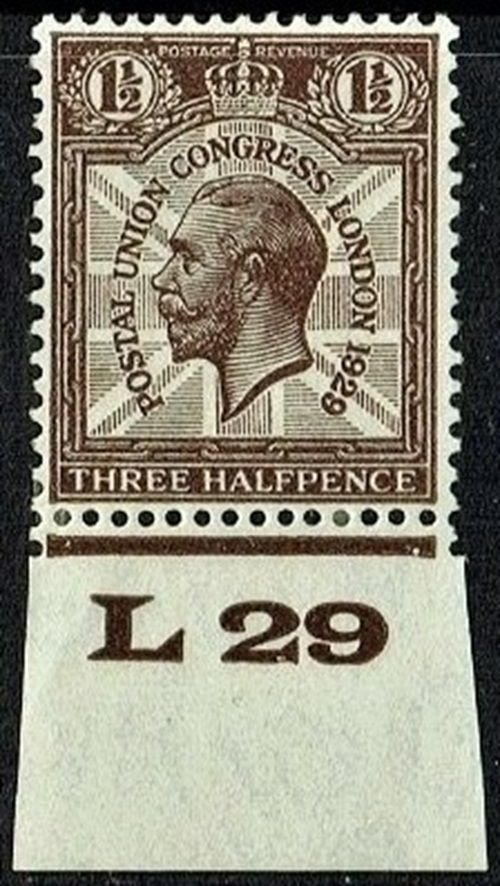 GB KING GEORGE V, 1929, 1½d PURPLE-BROWN, Control L29, Sg.436, Mi.172X, MNH, PRICELESS ERROR