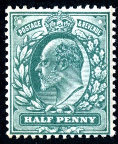 GB KING EDWARD VII 1902,  ½d BLUE GREEN, Sg.216, Mi.102A, Mint