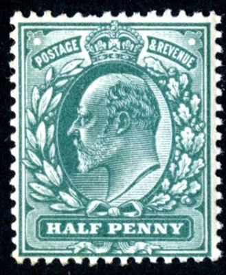 GB KING EDWARD VII 1902,  ½d BLUE GREEN, Sg.216, Mi.102A, Mint