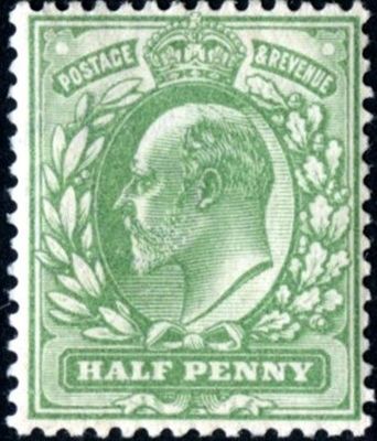 GB KING EDWARD VII 1902,  ½d YELLOWISH-GREEN, Sg.G218, Mint