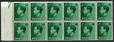 GB KING EDWARD VIII 1936, ½d GREEN x12, Sg.457, MNH/Mint