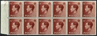GB KING EDWARD VIII 1936, 1½d RED-BROWN x12, Sg.459, MNH/Mint