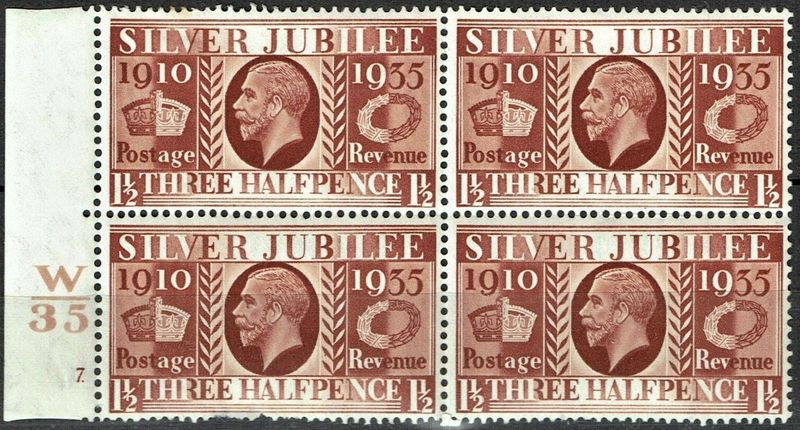 GB KING GEORGE V, 1935, 1½d RED-BROWN Sg.455, CONTROL W35, CYLINDER 7(Dot), MNH/Mint