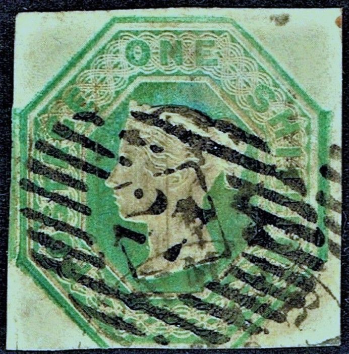 GB QUEEN VICTORIA 1847, 1s GREEN, Sg.55, Mi.7, USED/FINE USED