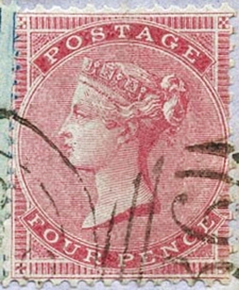 GB QUEEN VICTORIA 1857, 4d CARMINE (Paper Slightly Blued, Sg.62a, Mi.12Xxy, On letter
