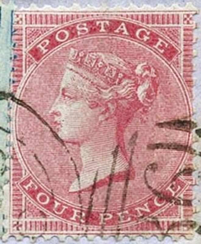 GB QUEEN VICTORIA 1857, 4d CARMINE (Paper Slightly Blued, Sg.62a, Mi.12Xxy, On letter