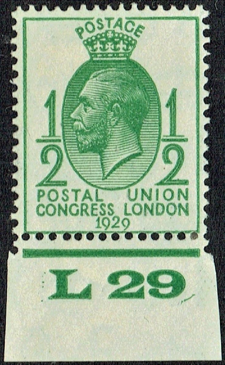 GB KING GEORGE V, 1929, ½d GREEN, Control L29, Sg.434, Mi170X, MNH