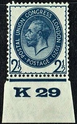 GB KING GEORGE V, 1929, 2½d BLUE, Control K29, Sg.437, Mi.173X, MNH
