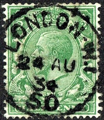 GB KING GEORGE V, 1913, ERROR, ½d GREEN, N14k, Sg.351, Mi.127X, Used