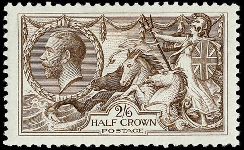GB KING GEORGE V, 1919-1925, SEAHORSE, 2s6d PALE BROWN, Sg.415a, MNH