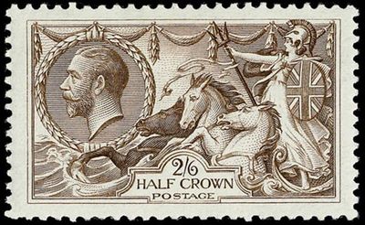 GB KING GEORGE V, 1919-1925, SEAHORSE, 2s6d PALE BROWN, Sg.415a, MNH