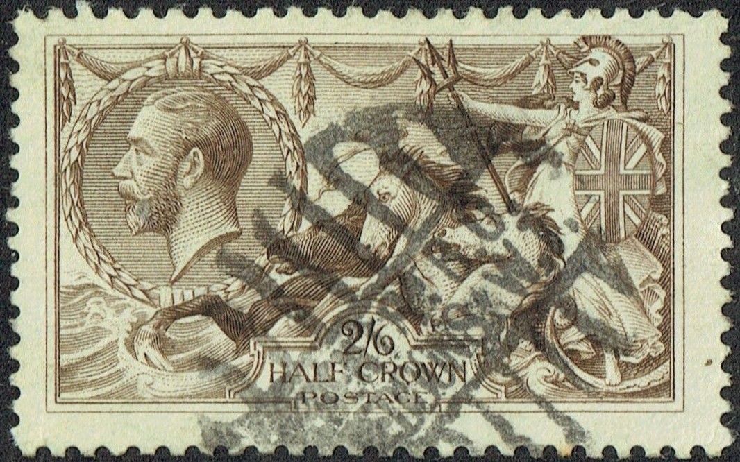 GB KING GEORGE V, 1913-34, SEAHORSE, 2s6d PALE BROWN, Sg.415a, Type A, Used