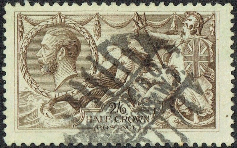GB KING GEORGE V, 1913-34, SEAHORSE, 2s6d PALE BROWN, Sg.415a, Type A, Used