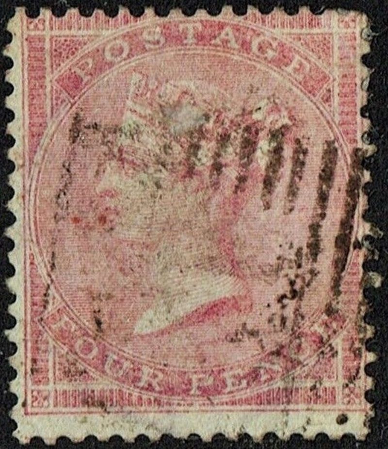 GB QUEEN VICTORIA, 1857, 4d ROSE CARMINE, Sg.66, Mi.13Zzb, Used