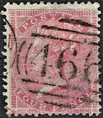 GB QUEEN VICTORIA, 1857, 4d ROSE CARMINE, Sg.66, Mi.13Zzb, Used