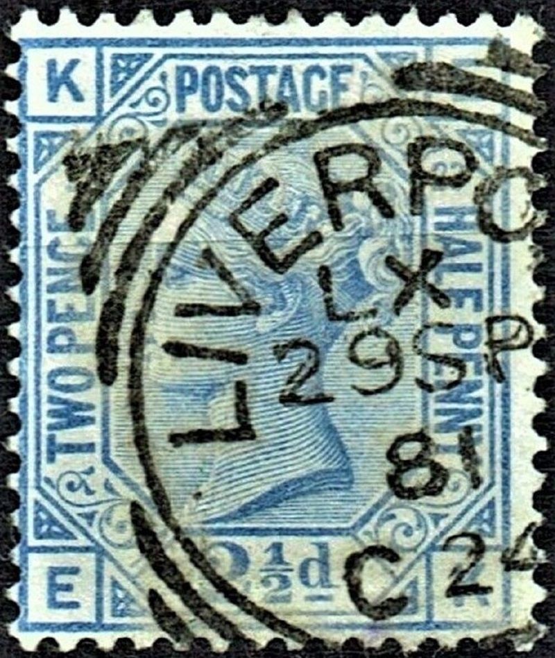 GB QUEEN VICTORIA, 1881, 2½d BLUE, Pl.23, Sg.157, Mi.59, KE-EK, USED/FU