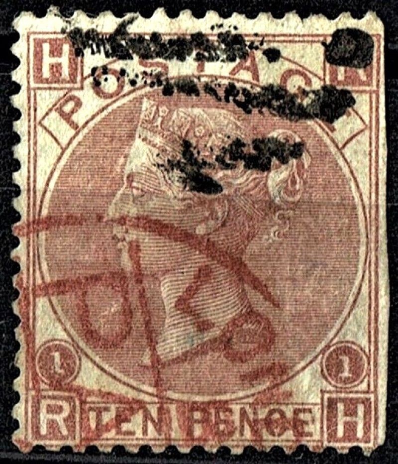 GB QUEEN VICTORIA 1867, 10d PALE RED-BROWN, Pl.1, Sg.113, Mi.32a, H-R/R-H, USED