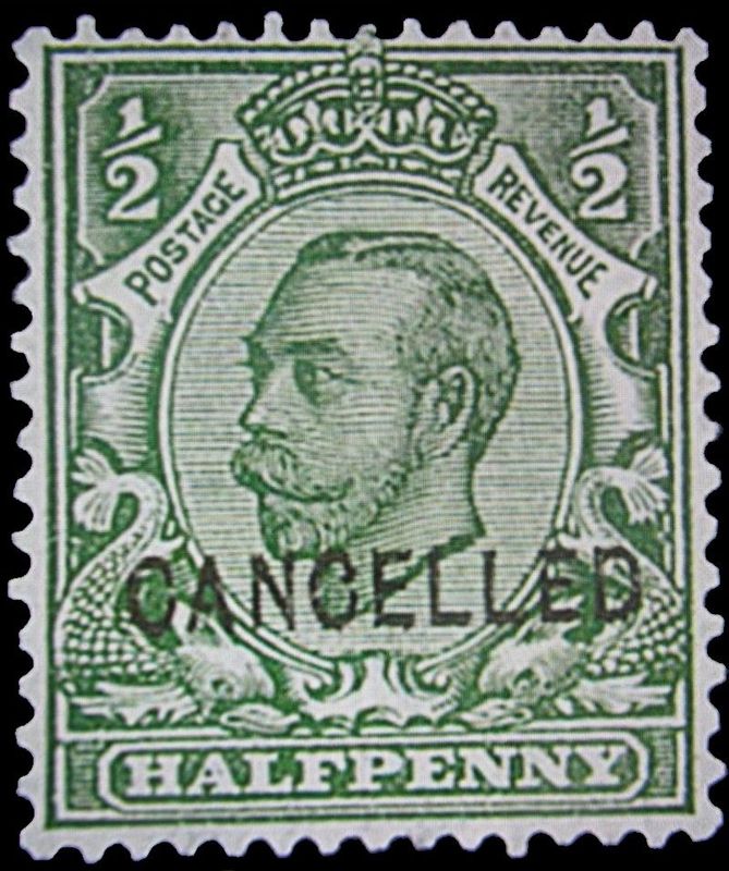 GB KING GEORGE V, 1912, ½d YELLOW-GREEN, CANCELLED, Die B, Sg.324aa, Mi.124 IIX, MNH