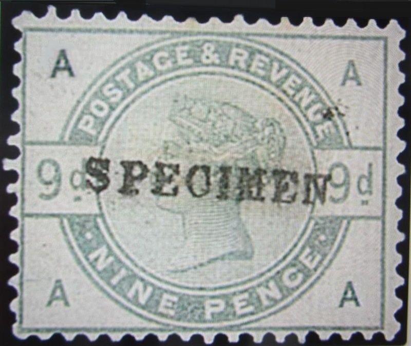 GB QUEEN VICTORIA, 1884, 9d DULL GREEN, SPECIMEN, Sg.195s, Mi.80a, AA-AA, MNH