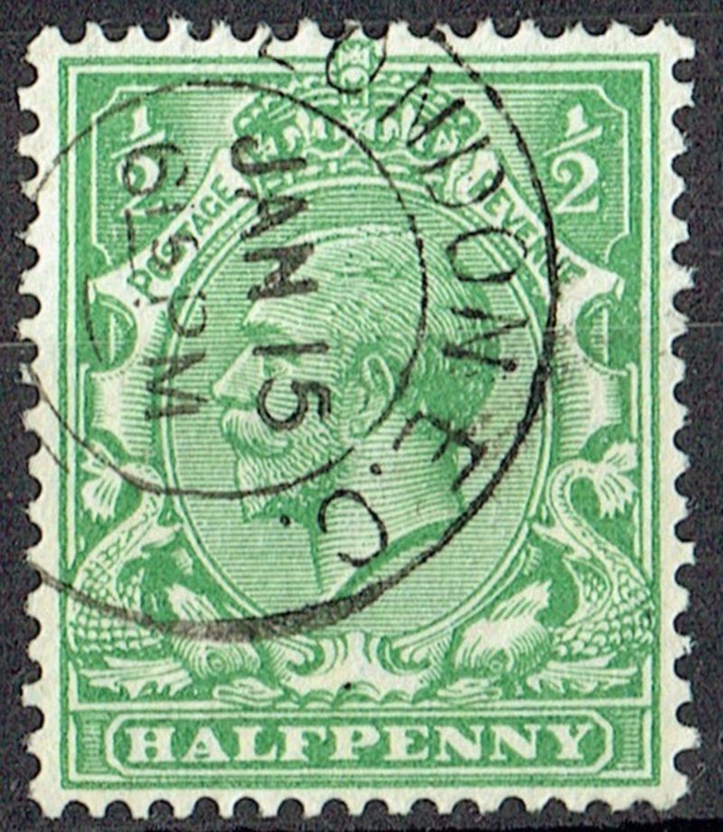 GB KING GEORGE V, 1924, ½d GREEN, Sg.418, Mi.154Xa, Used