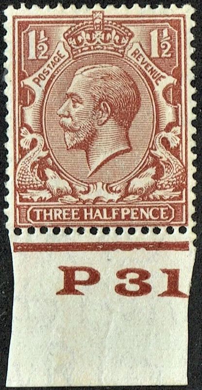GB KING GEORGE V, 1924, ERROR, 1½d LIGHT RED-BROWN, Control P31, Sg.420, Mi.156X, MINT