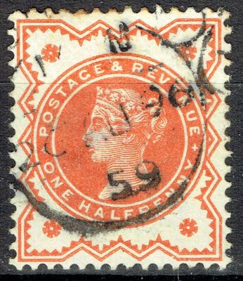 GB QUEEN VICTORIA, 1887, ½d VERMILION, Sg.197, Mi.68, Used