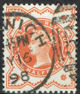 GB QUEEN VICTORIA, 1887, ½d VERMILION, Sg.197, Mi.68, Used