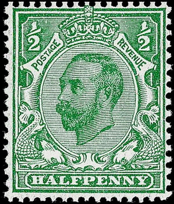 GB KING GEORGE V, 1911, ½d PALE GREEN, Sg.321, Mi.120, MNH