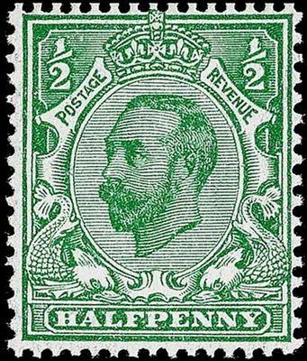 GB KING GEORGE V, 1911, ½d PALE GREEN, Sg.321, Mi.120, MNH GB KING GEORGE V, 1911, ½d PALE GREEN, Sg.321, Mi.120, MNH