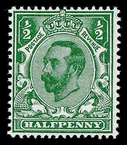 GB KING GEORGE V, 1911, ½d GREEN, Sg.322, Mi.121IAc, MNH