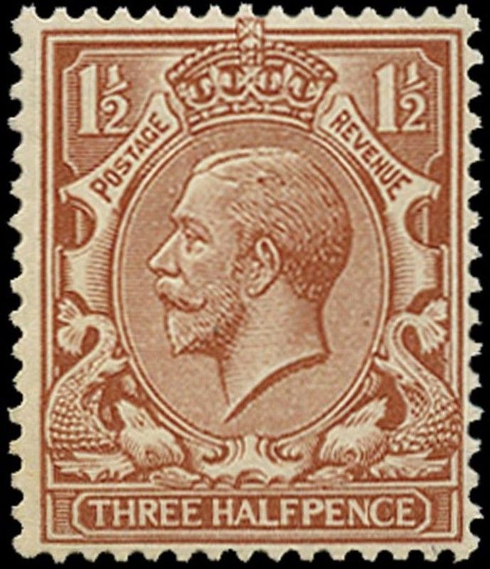 GB KING GEORGE V, 1924, NO WATERMARK, 1½d RED-BROWN, Sg.362d, Mi.129Xa, MNH
