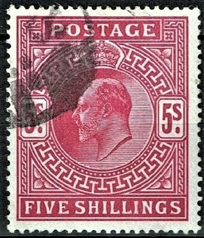 GB KING EDWARD VII, 1902, 5s DEEP BRT CARMINE, Sg.264, Mi.116Ia, Used-Fine Used