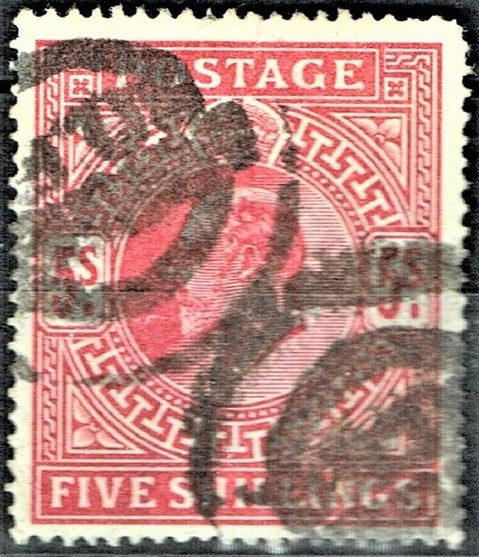 GB KING EDWARD VII, 1902, 5s BRT CARMINE, Sg.263, Mi.115Ia, Used