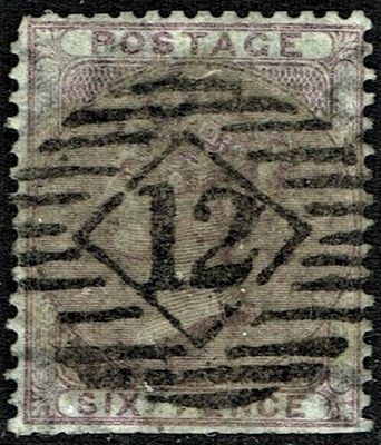 GB QUEEN VICTORIA, 1856, 6d DEEP LILAC, Sg.69, Mi.14yb, Used