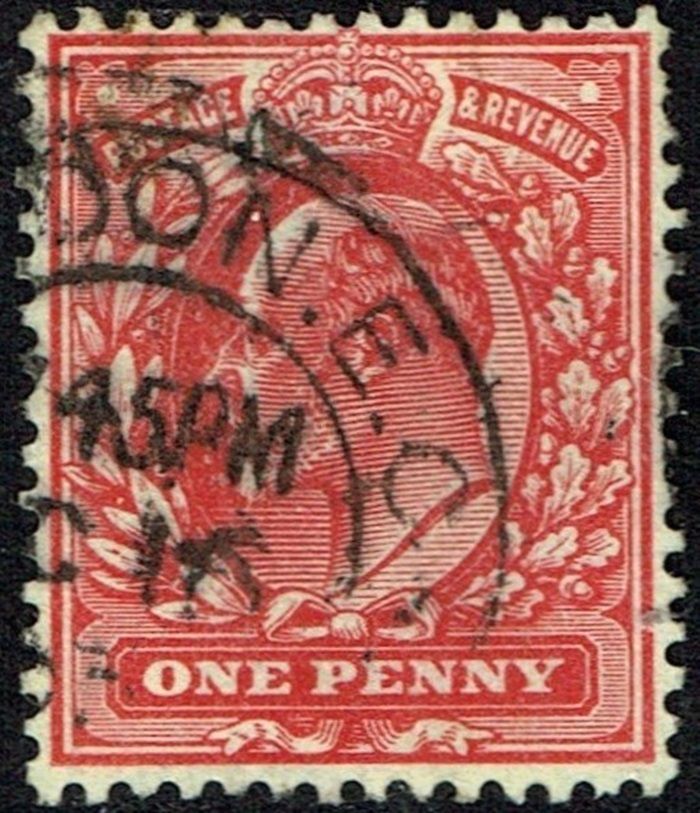GB KING EDWARD VII, 1902, ERROR M5n, 1d RED, Sg.219, Mi.104A, Used-Fine Used