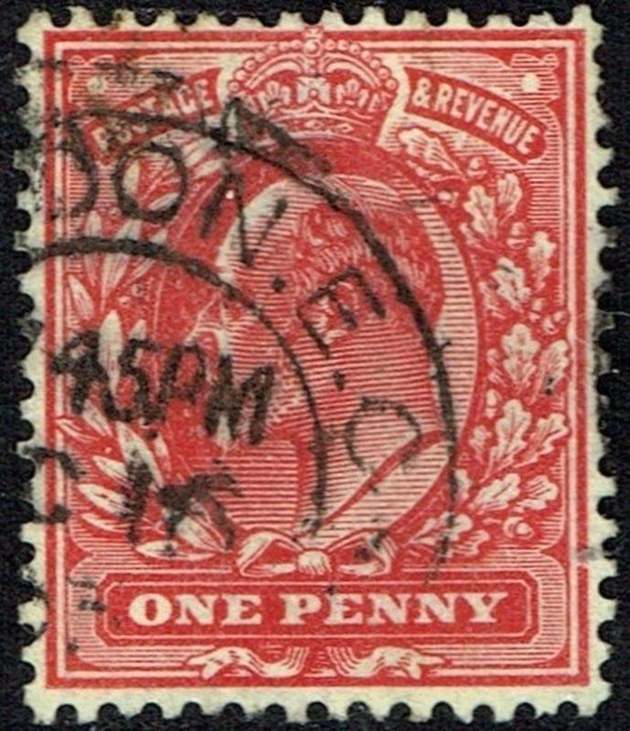 GB KING EDWARD VII, 1902, ERROR M5n, 1d RED, Sg.219, Mi.104A, Used-Fine Used