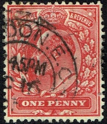 GB KING EDWARD VII, 1902, ERROR M5n, 1d RED, Sg.219, Mi.104A, Used-Fine Used