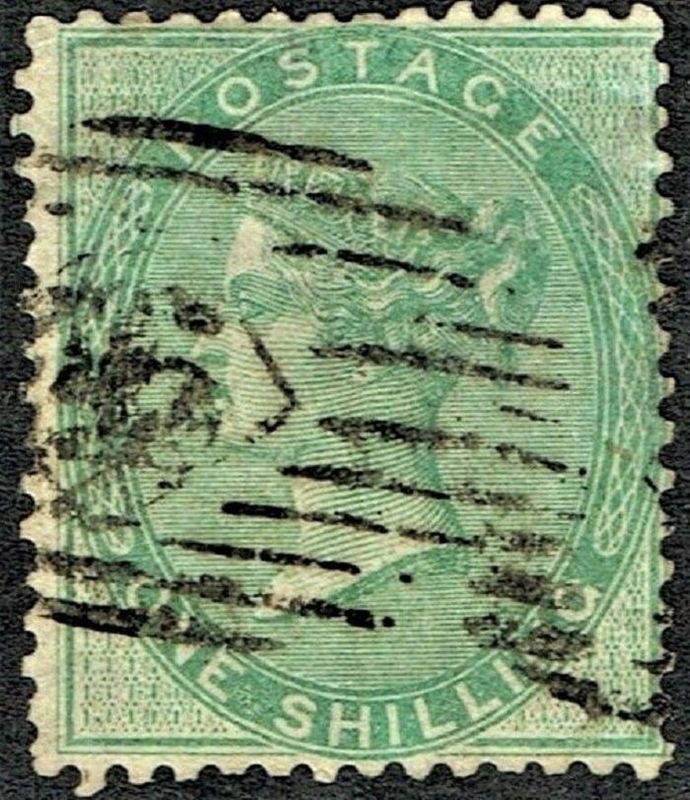 GB QUEEN VICTORIA, 1856, 1s PALE GREEN, Sg.72, Mi.15yb, Used
