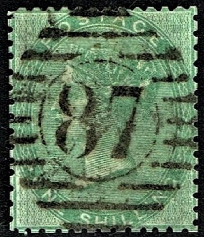 GB QUEEN VICTORIA, 1856, ERRORS, 1s DEEP GREEN, Sg.71, Mi.15ya, Used